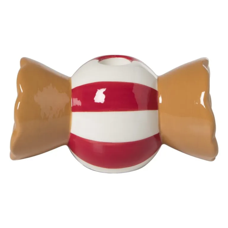 Kandelaar candy cane - rood/wit - ø7x13 cm