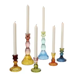 Kandelaar groot - blauw/groen - ø9.5x23 cm