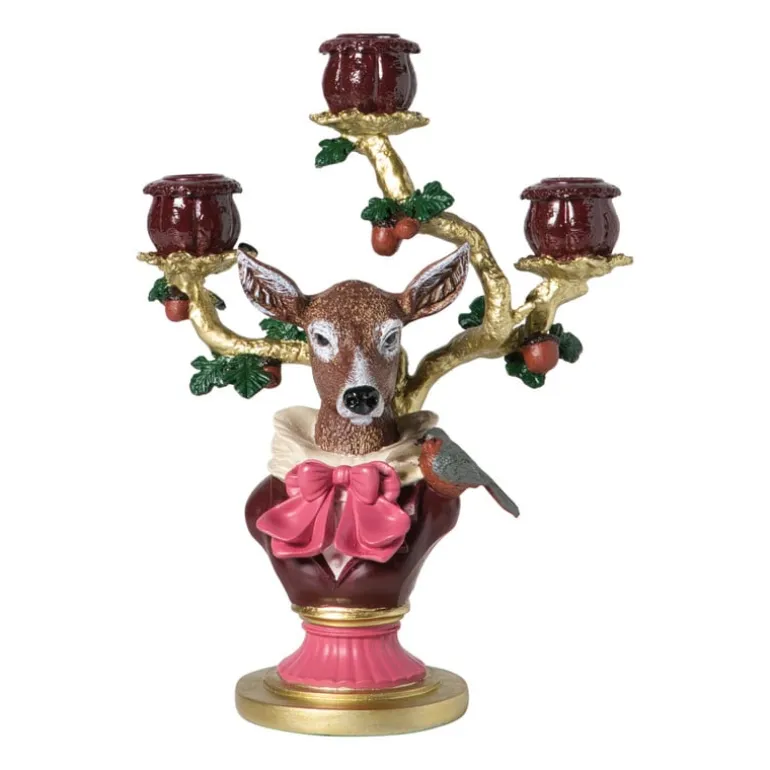 Kandelaar kerst met rendier - 30.5 cm