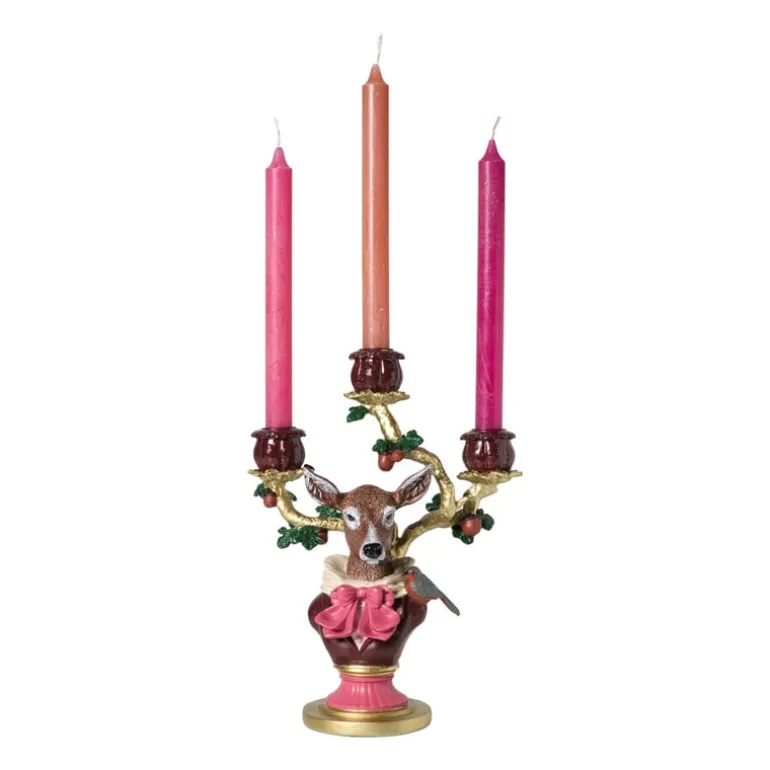 Kandelaar kerst met rendier - 30.5 cm