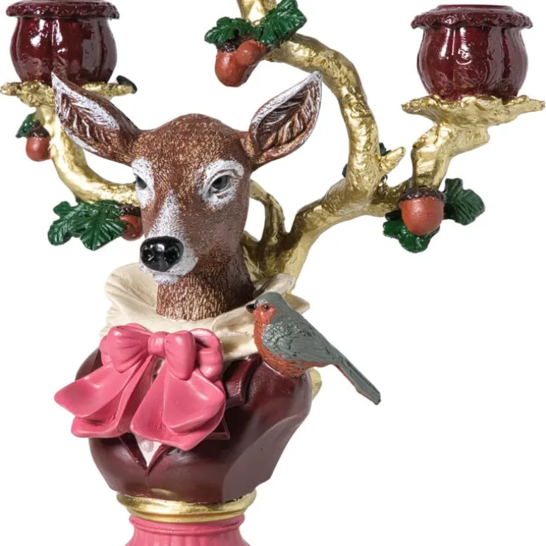 Kandelaar kerst met rendier - 30.5 cm