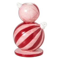 Kandelaar kerstbal groot - rood/roze - ø7.8x12.5 cm