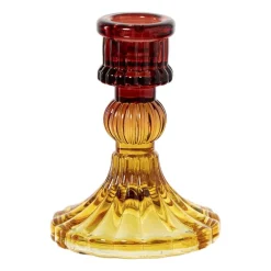 Kandelaar klein - rood/geel - ø7.8x10 cm