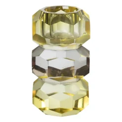 Kandelaar kristal 3-laags - geel/helder - 4x4x7 cm