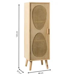 Kast Flores hoog met ovalen vlakken - bruin - 125x40x37.5 cm