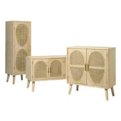 Kast Flores hoog met ovalen vlakken - bruin - 125x40x37.5 cm