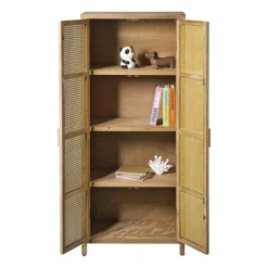 Kast webbing Lombok - bruin - 165x70x40 cm