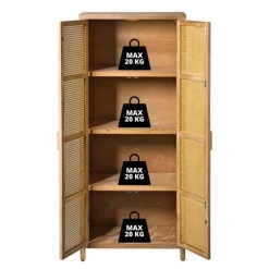 Kast webbing Lombok - bruin - 165x70x40 cm