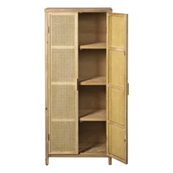 Kast webbing Lombok - bruin - 165x70x40 cm