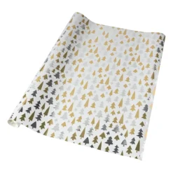 Kerst inpakpapier boom - zilver/goud - 70x200 cm