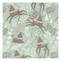 Kerst inpakpapier rendier - groen - 70x200 cm