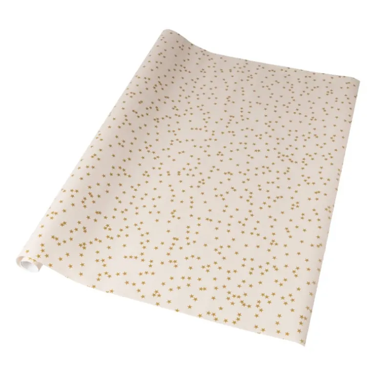 Kerst inpakpapier roze sterren - multikleur - 70x200 cm