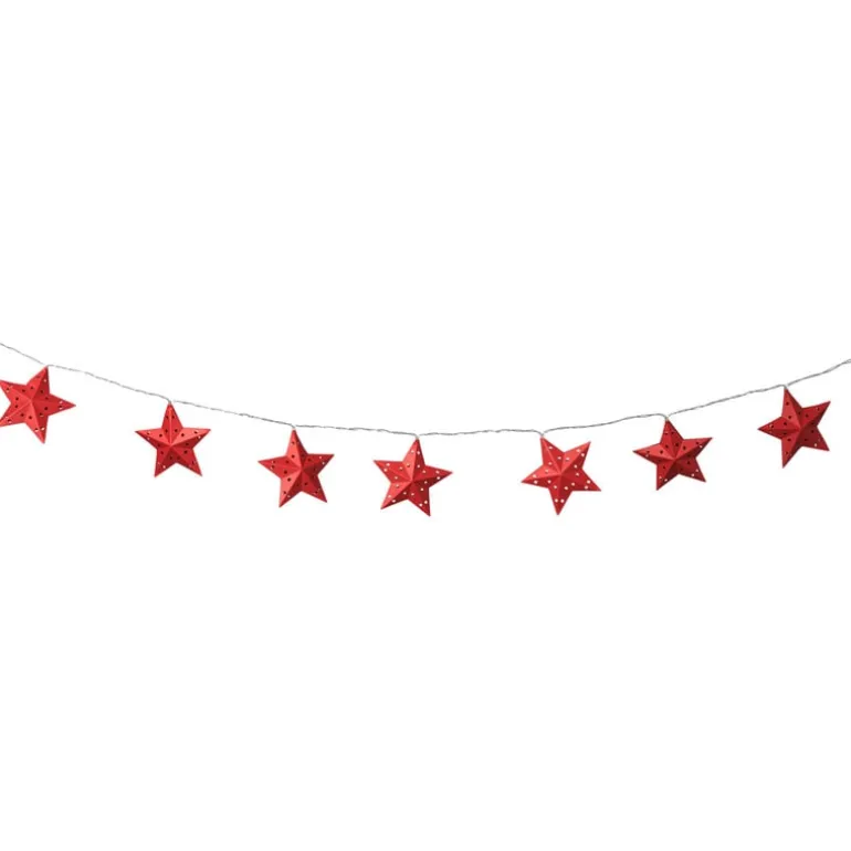 Kerst lichtslinger met sterren - rood - 1.35 meter