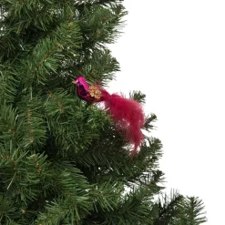Kerst vogel op clip - paars - 6x15x3.5 cm
