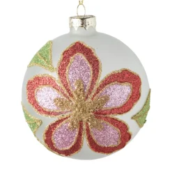 Kerstbal bloem - wit