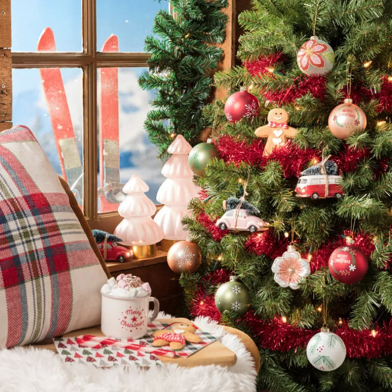 Kerstbal bloem - wit