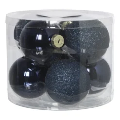 Kerstbal box - blauw - set van 8