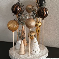 Kerstbal box - goudkleurig - set van 8