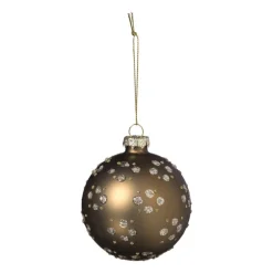 Kerstbal figuurtjes glitter - bruin