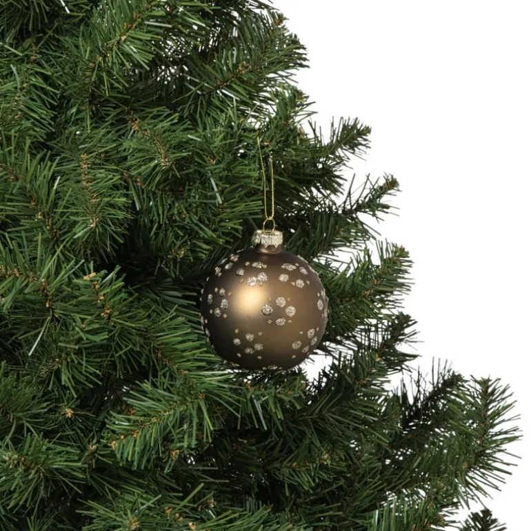 Kerstbal figuurtjes glitter - bruin