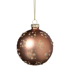 Kerstbal figuurtjes glitter - bruin