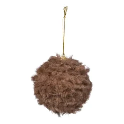 Kerstbal fluffy - bruin