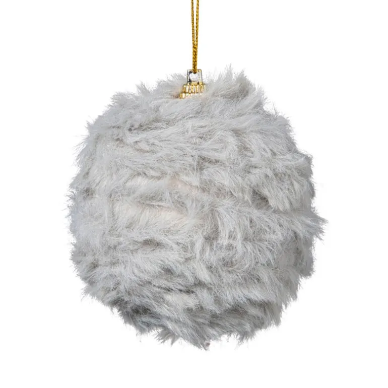 Kerstbal fluffy - grijs