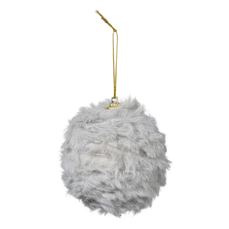 Kerstbal fluffy - grijs