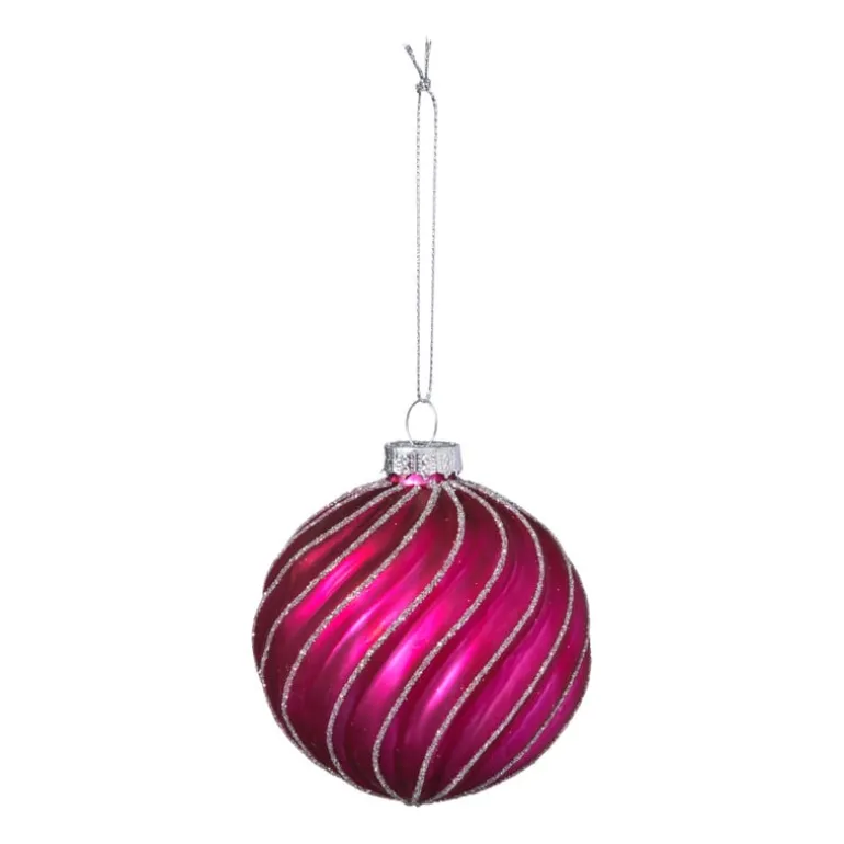 Kerstbal gedraaid streep - roze