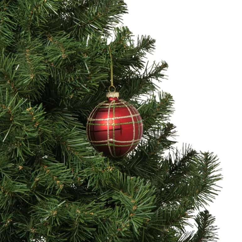 Kerstbal geruit - rood