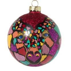 Kerstbal giraf - glas - ø8 cm