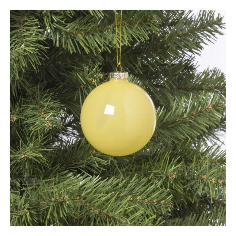 Kerstbal glas - geel - ø8 cm