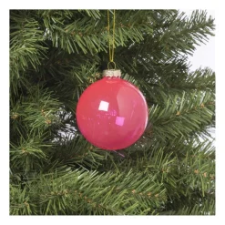 Kerstbal glas - roze - ø8 cm