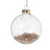Kerstbal glas met gouden glitters - transparant/goudkleurig