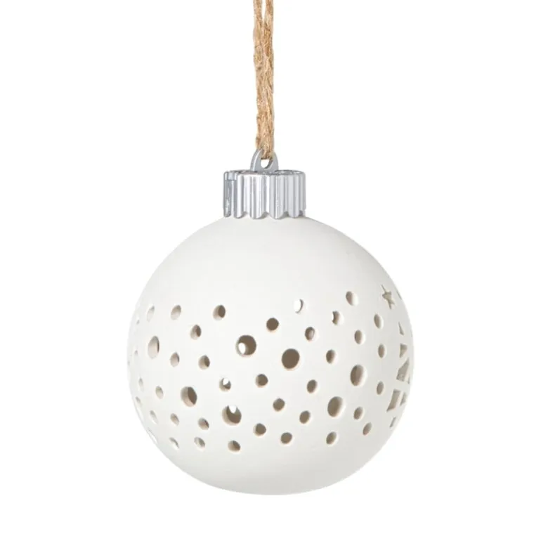 Kerstbal LED stippen - wit