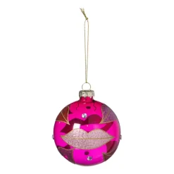 Kerstbal lippen - roze/rood