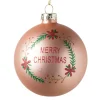 Kerstbal merry christmas - roze - ⌀8 cm
