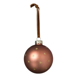 Kerstbal met gouden sterretjes - roze