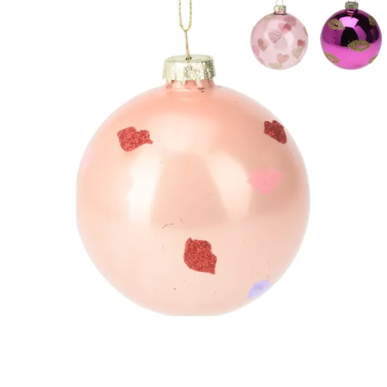 Kerstbal met kusjes - diverse varianten - ø8 cm