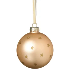 Kerstbal met sterretjes - beige