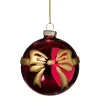 Kerstbal met strik - bordeaux rood