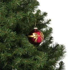 Kerstbal met strik - bordeaux rood