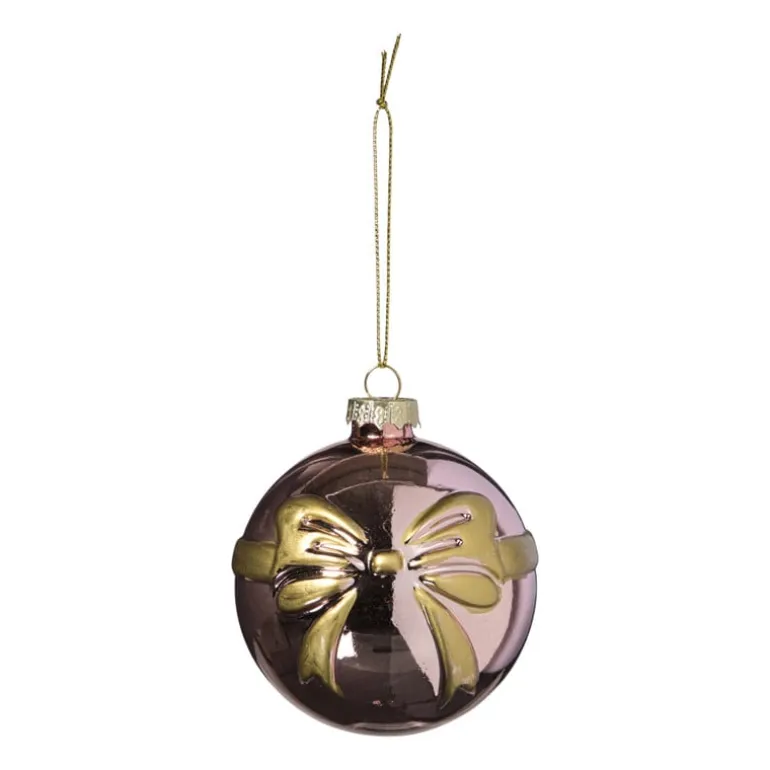 Kerstbal met strik - roze