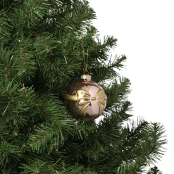 Kerstbal met strik - roze