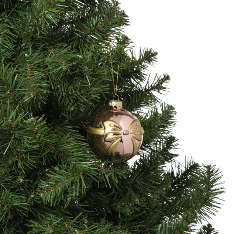 Kerstbal met strik - roze