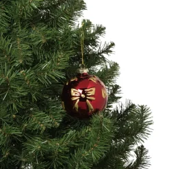 Kerstbal met strikjes - bordeaux rood