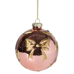 Kerstbal met strikjes - roze
