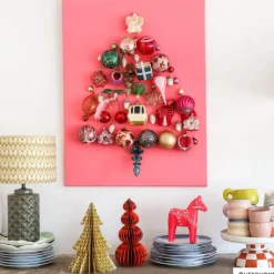 Kerstbal met strikjes - roze