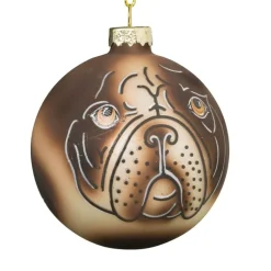 Kerstbal mopshond - glas - ø8 cm