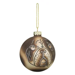 Kerstbal mopshond - glas - ø8 cm